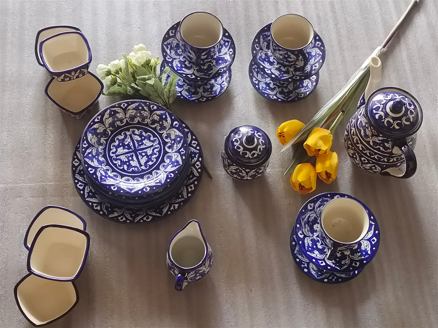 Handmade Pottery Breakfast set / Nashta Set, Ceramic Tea set, Side plates, Unique gift for coffee lover, purchase as a set