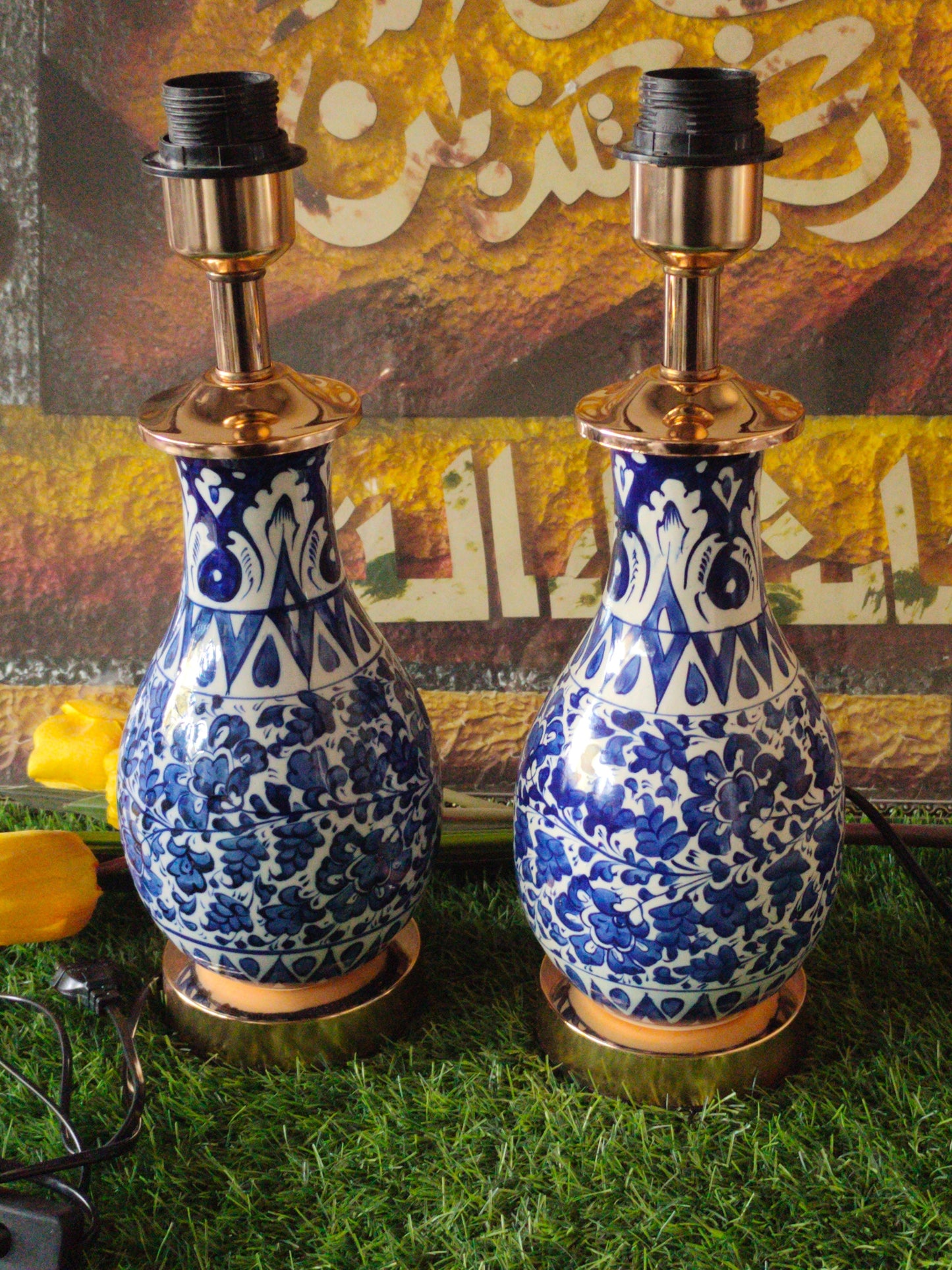 Handmade Ceramic Lamp Blue Pottery