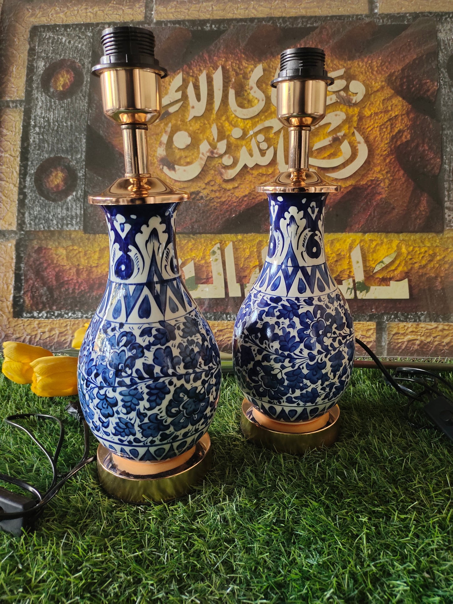 Handmade Ceramic Lamp Blue Pottery