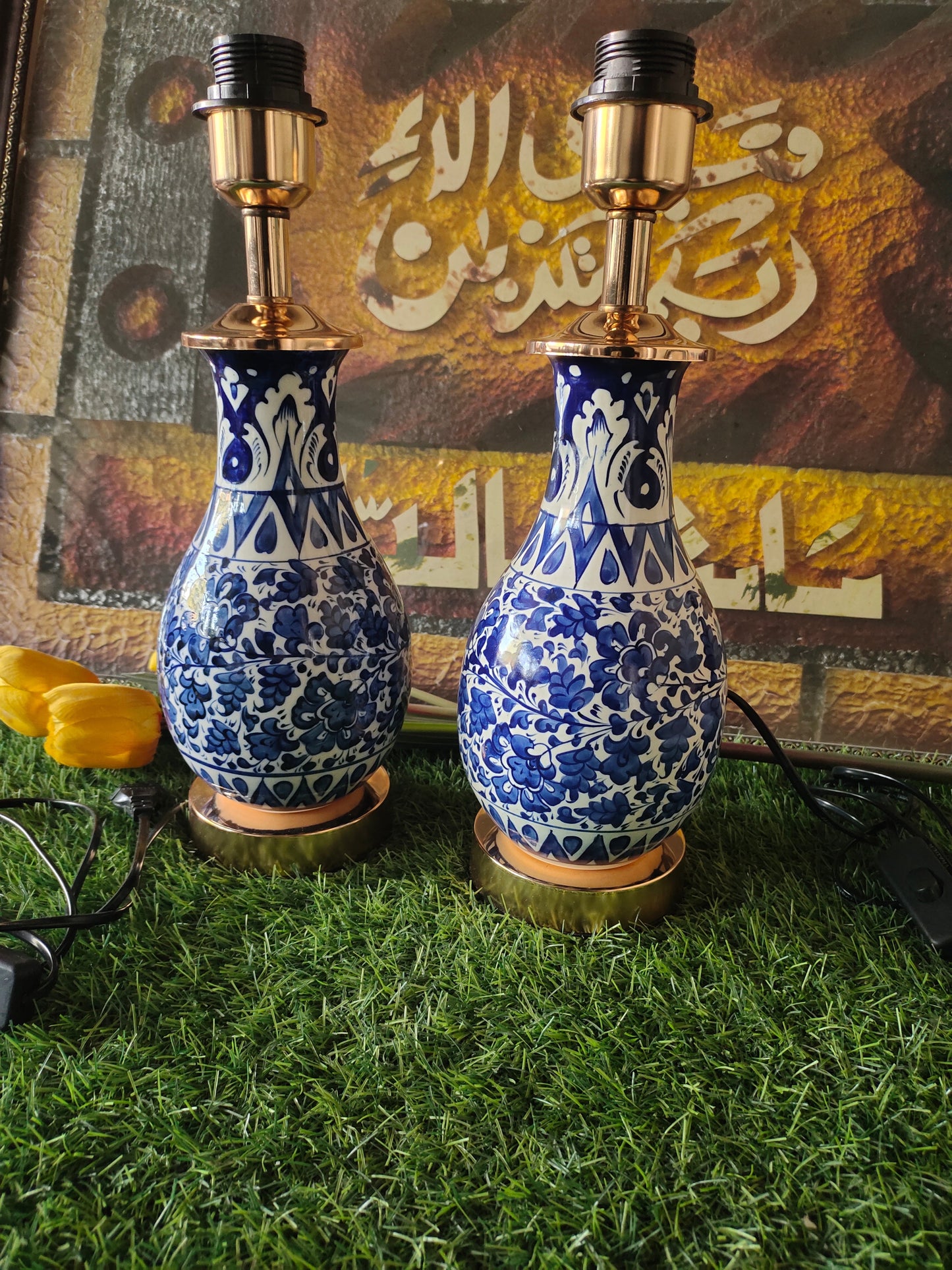 Handmade Ceramic Lamp Blue Pottery