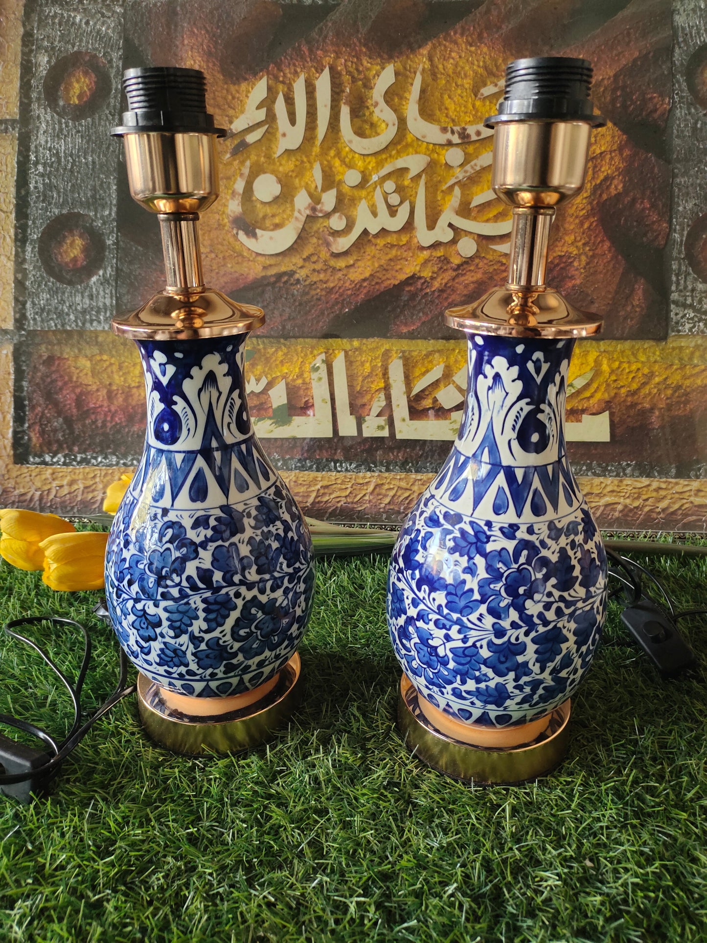 Handmade Ceramic Lamp Blue Pottery