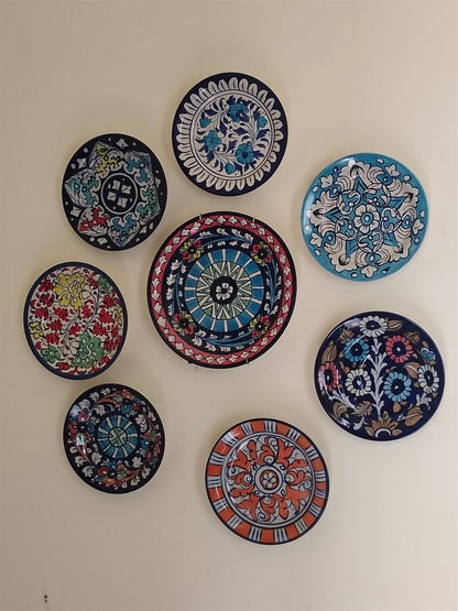 Handmade Ceramic Wall Hanging Plates | 8 plates set