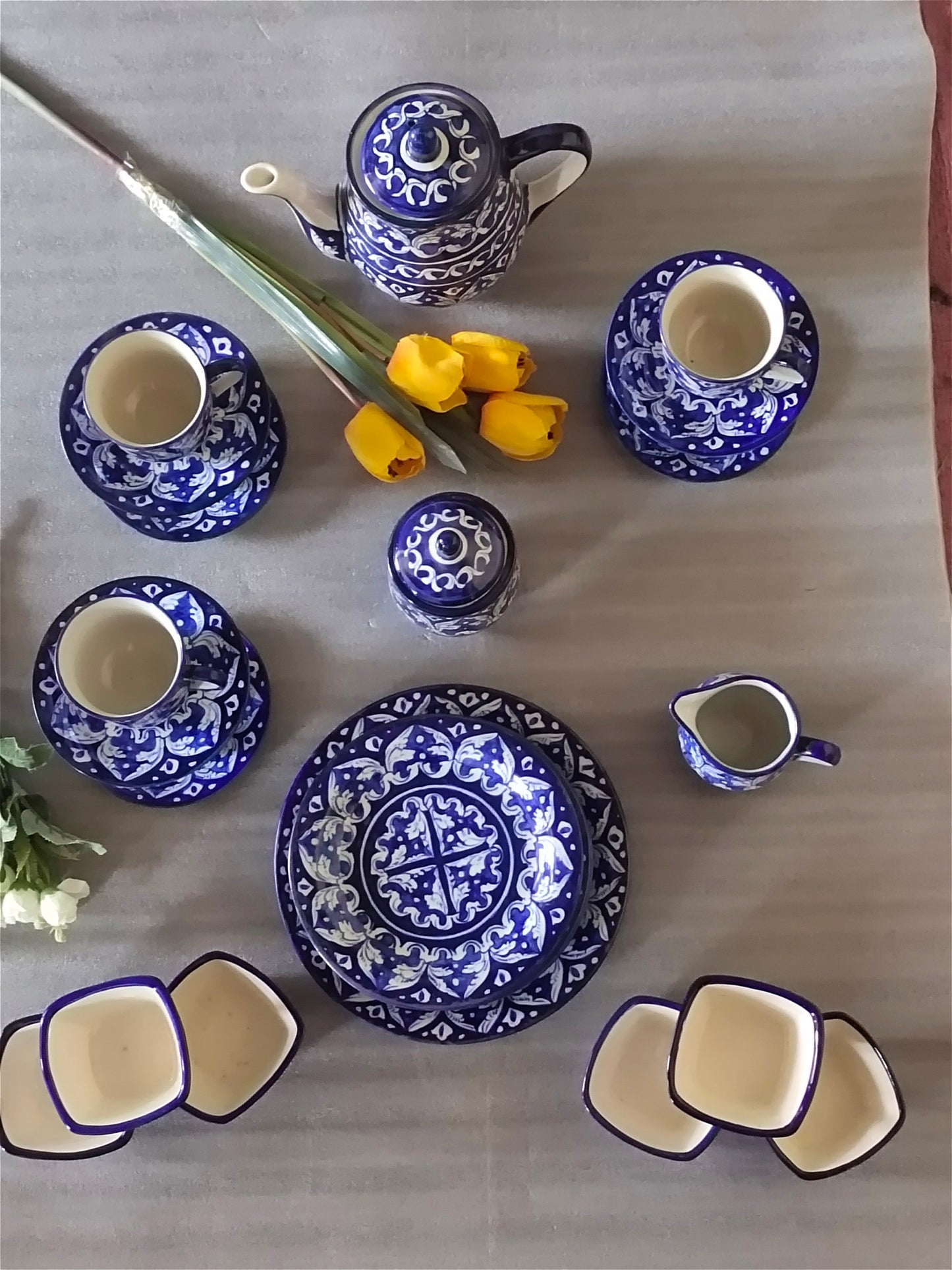 Handmade Pottery Breakfast set / Nashta Set, Ceramic Tea set, Side plates, Unique gift for coffee lover, purchase as a set