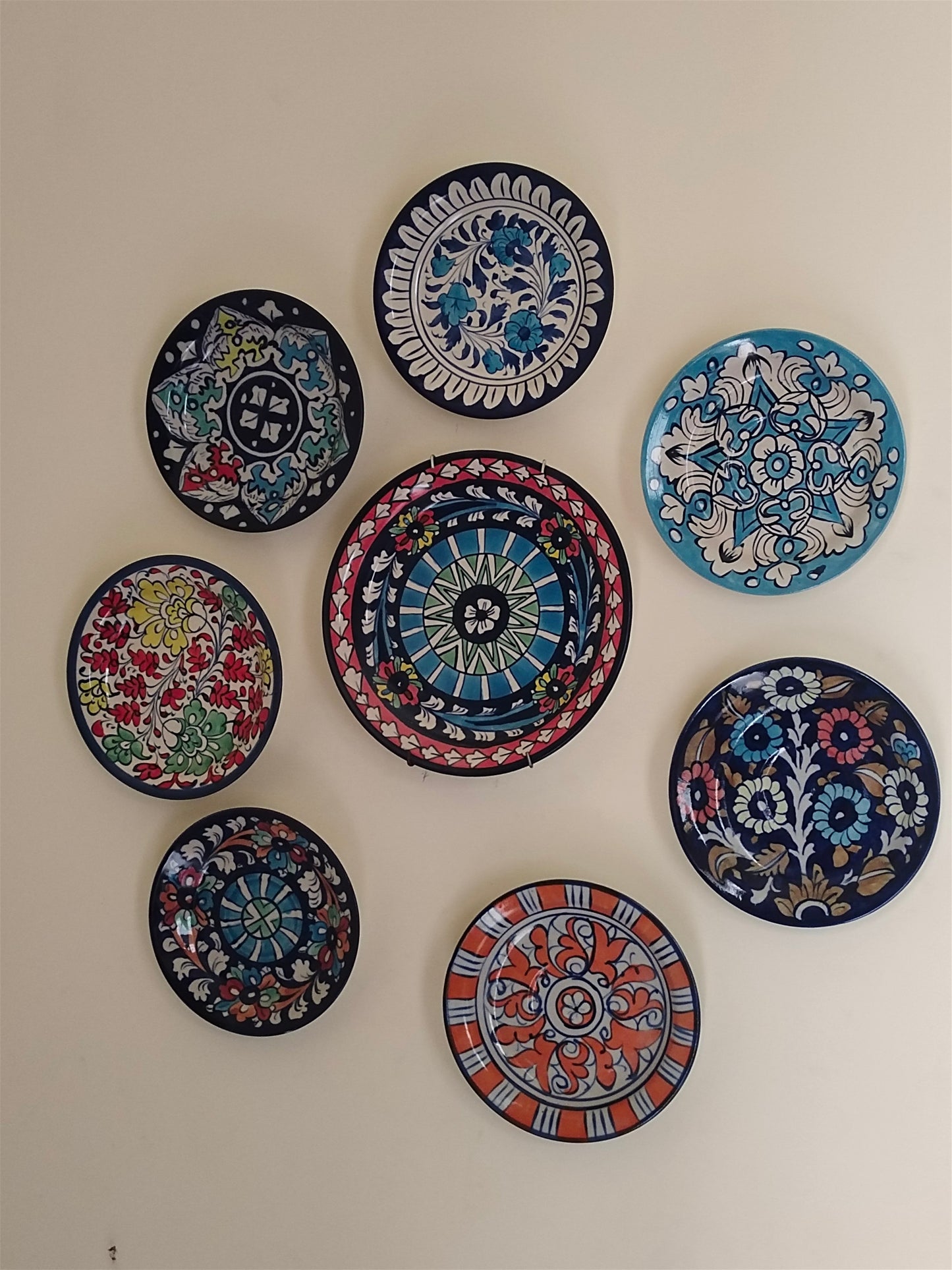 Handmade Ceramic Wall Hanging Plates | 8 plates set