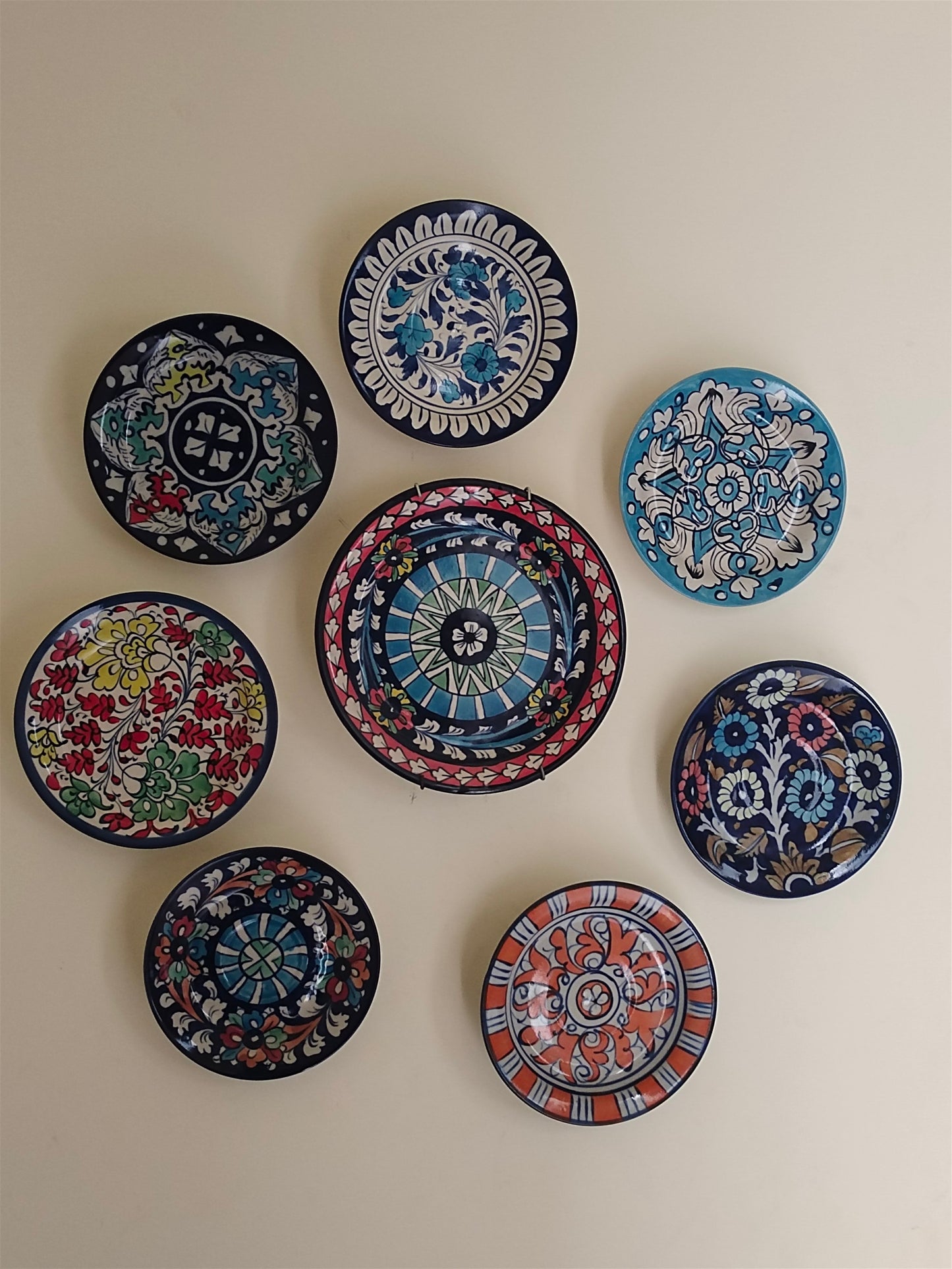 Handmade Ceramic Wall Hanging Plates | 8 plates set