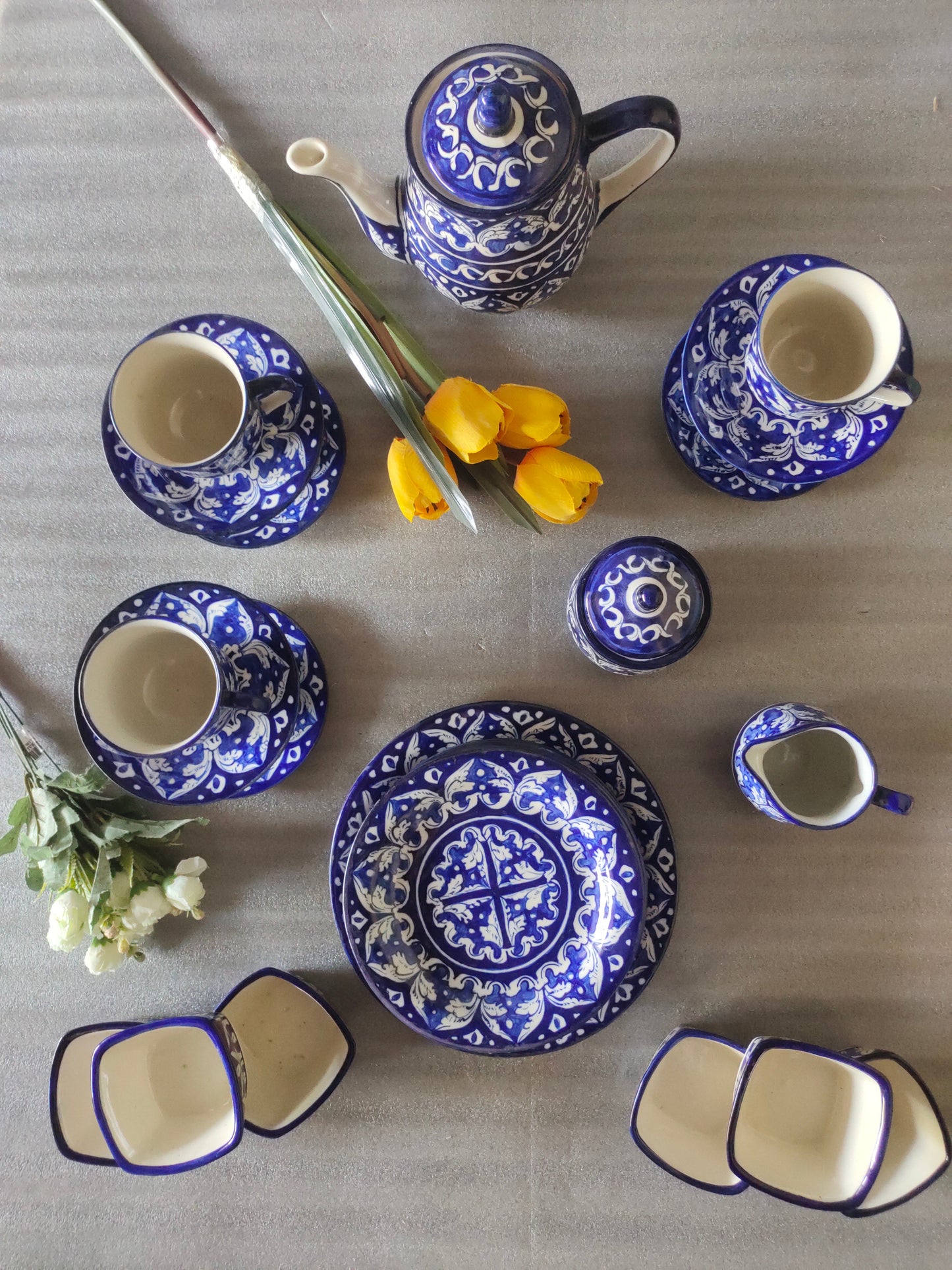 Handmade Pottery Breakfast set / Nashta Set, Ceramic Tea set, Side plates, Unique gift for coffee lover, purchase as a set