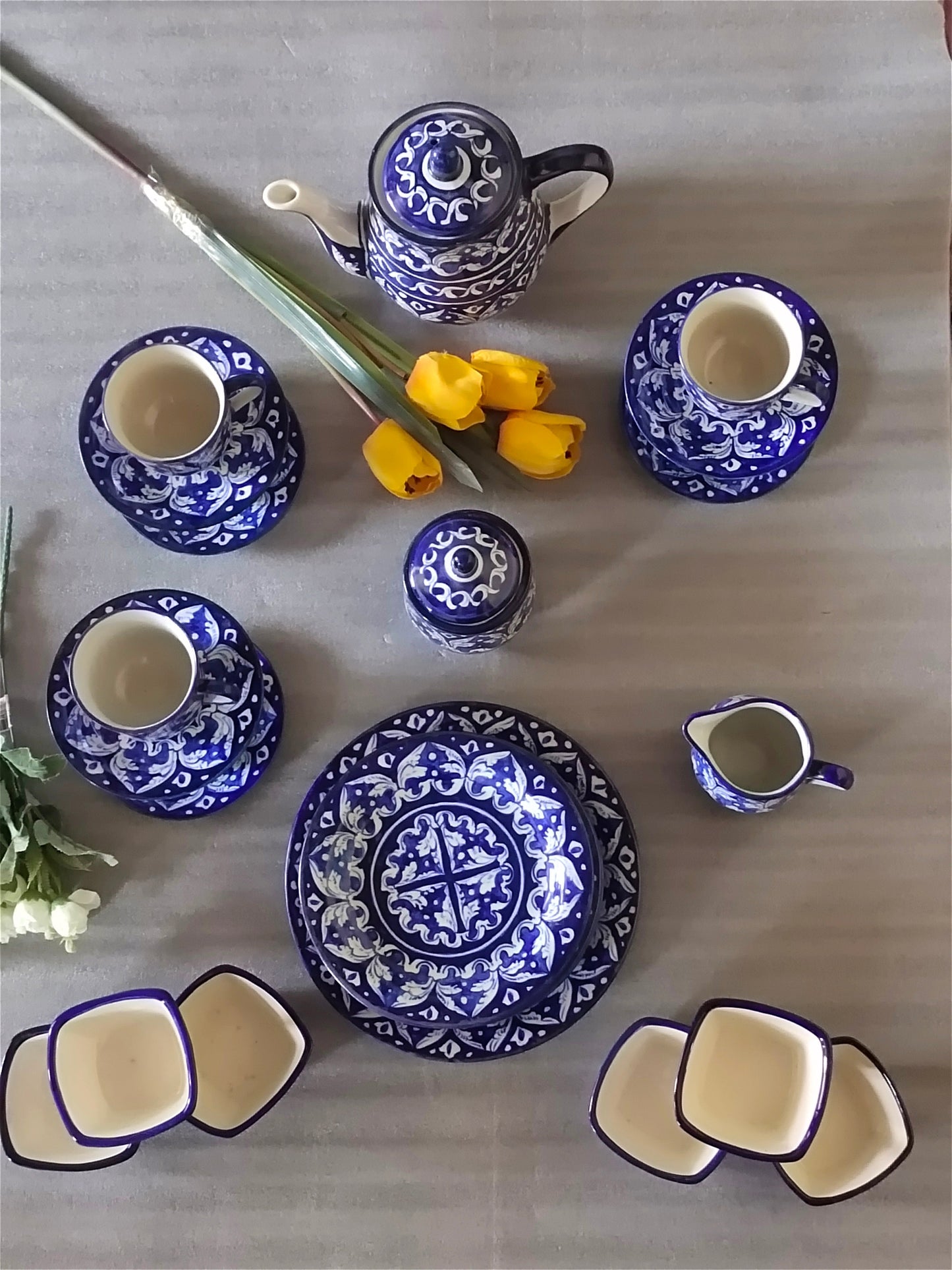 Handmade Pottery Breakfast set / Nashta Set, Ceramic Tea set, Side plates, Unique gift for coffee lover, purchase as a set