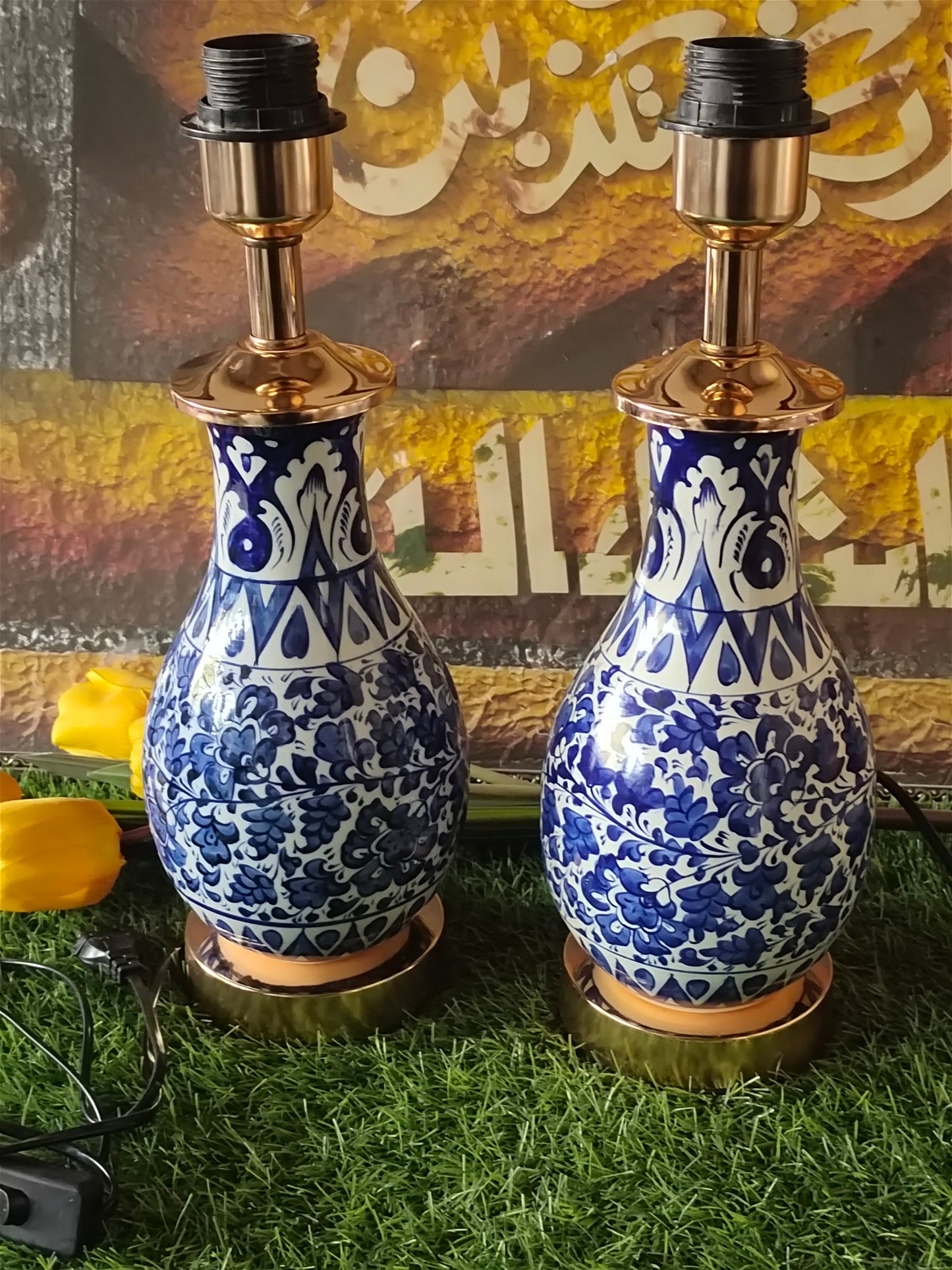 Handmade Ceramic Lamp Blue Pottery